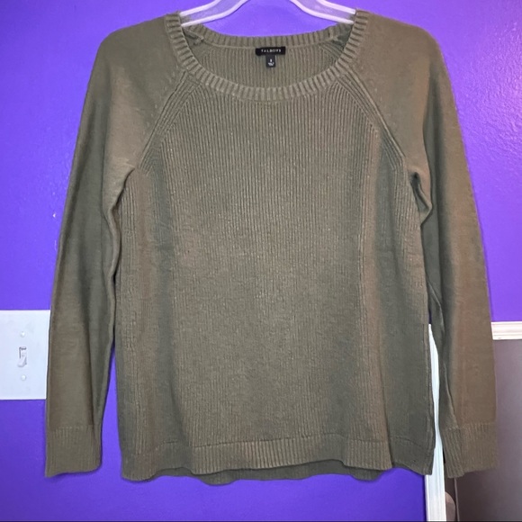 Talbots Olive Green Cable Knit Thick Yarn Sweater - Picture 3 of 3